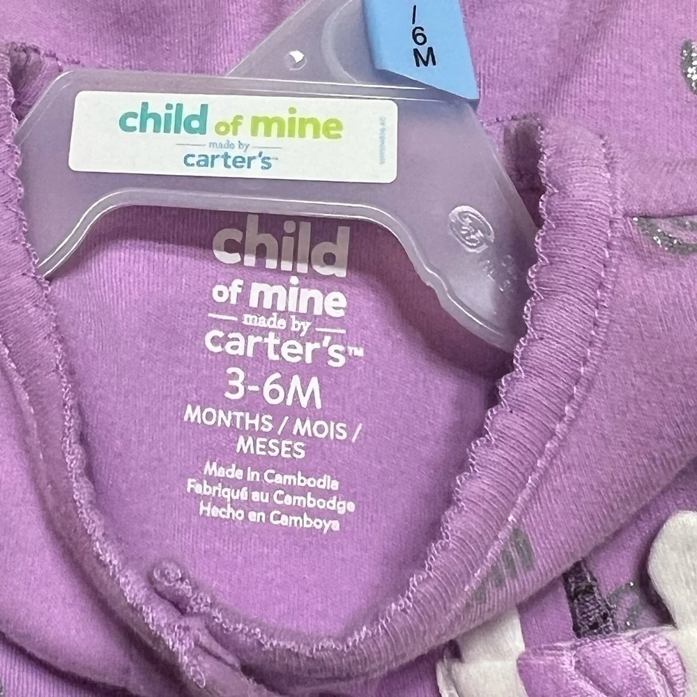 CHILD of Mine by Carters Unicorn Button Up Sleepers w/ footies (Sz 3-6 months)